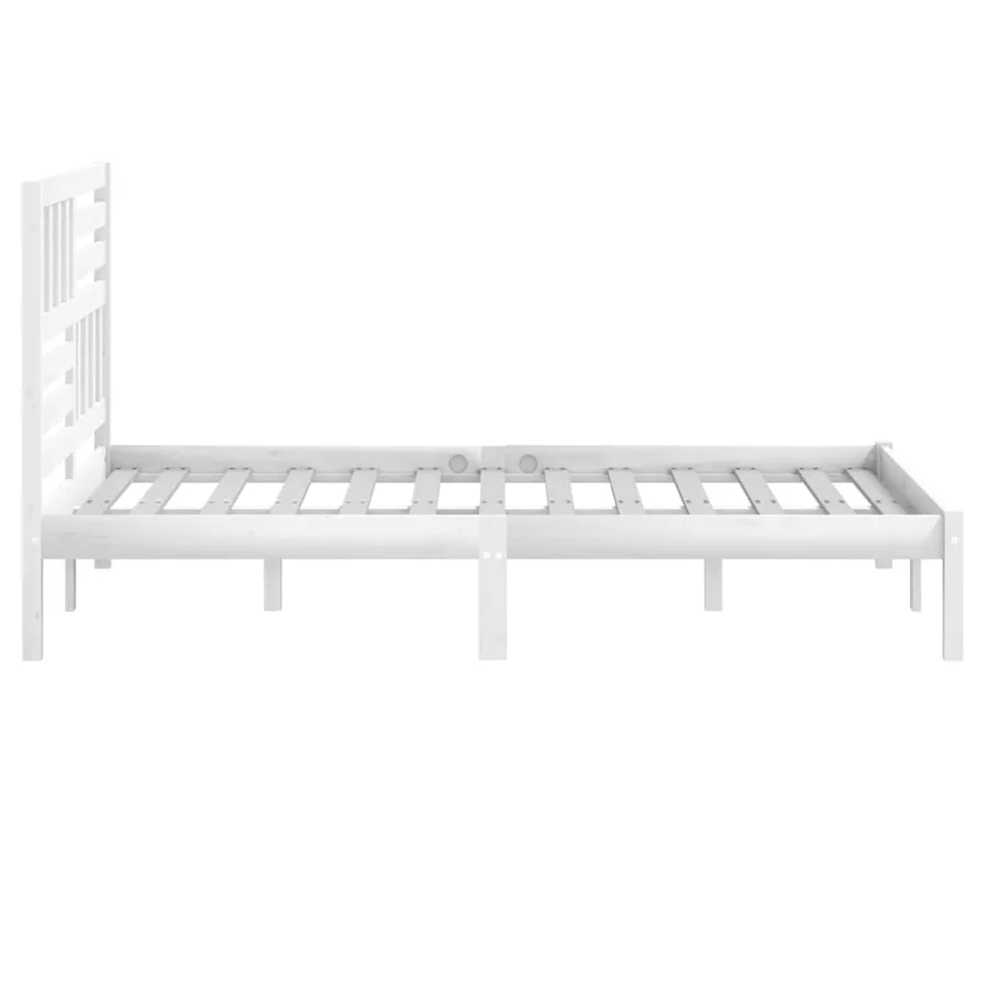 Cadre de lit sans matelas blanc 120x190 cm bois de pin massif - 5