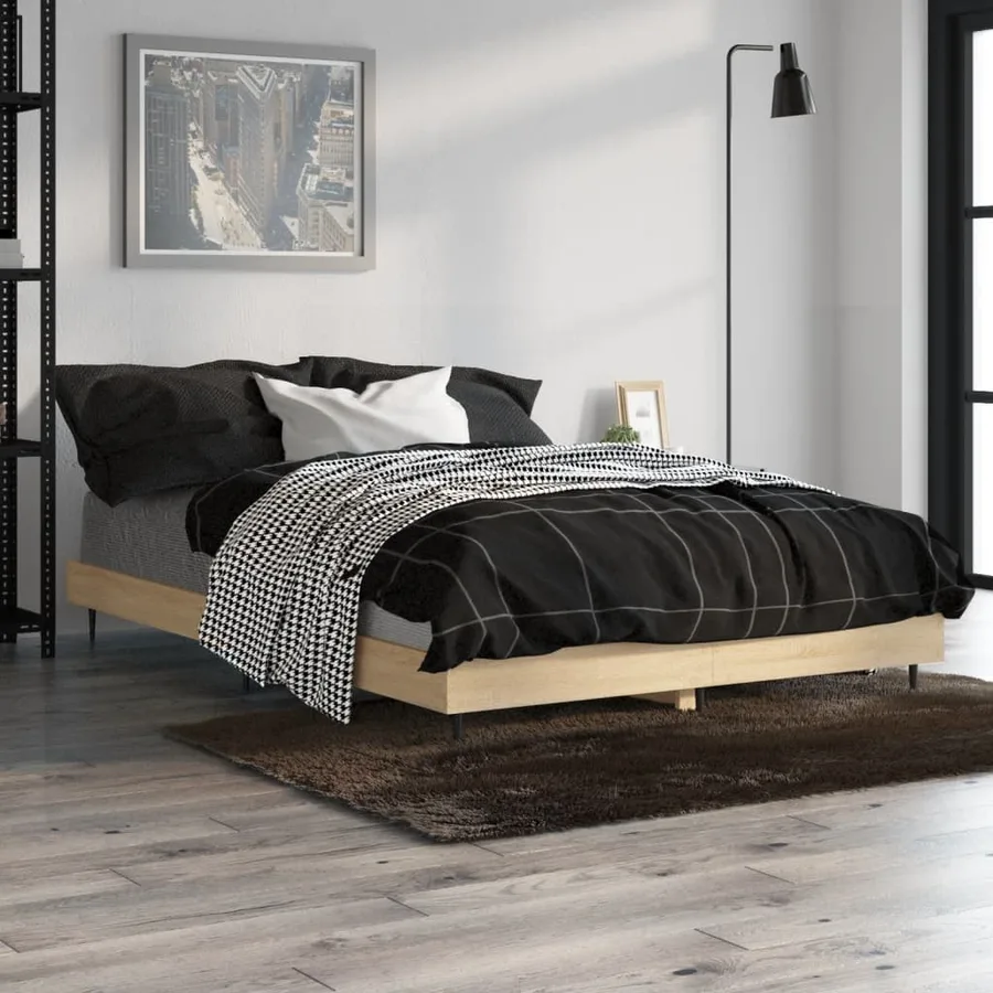 Cadre de lit sans matelas chêne sonoma 120x190 cm - 4