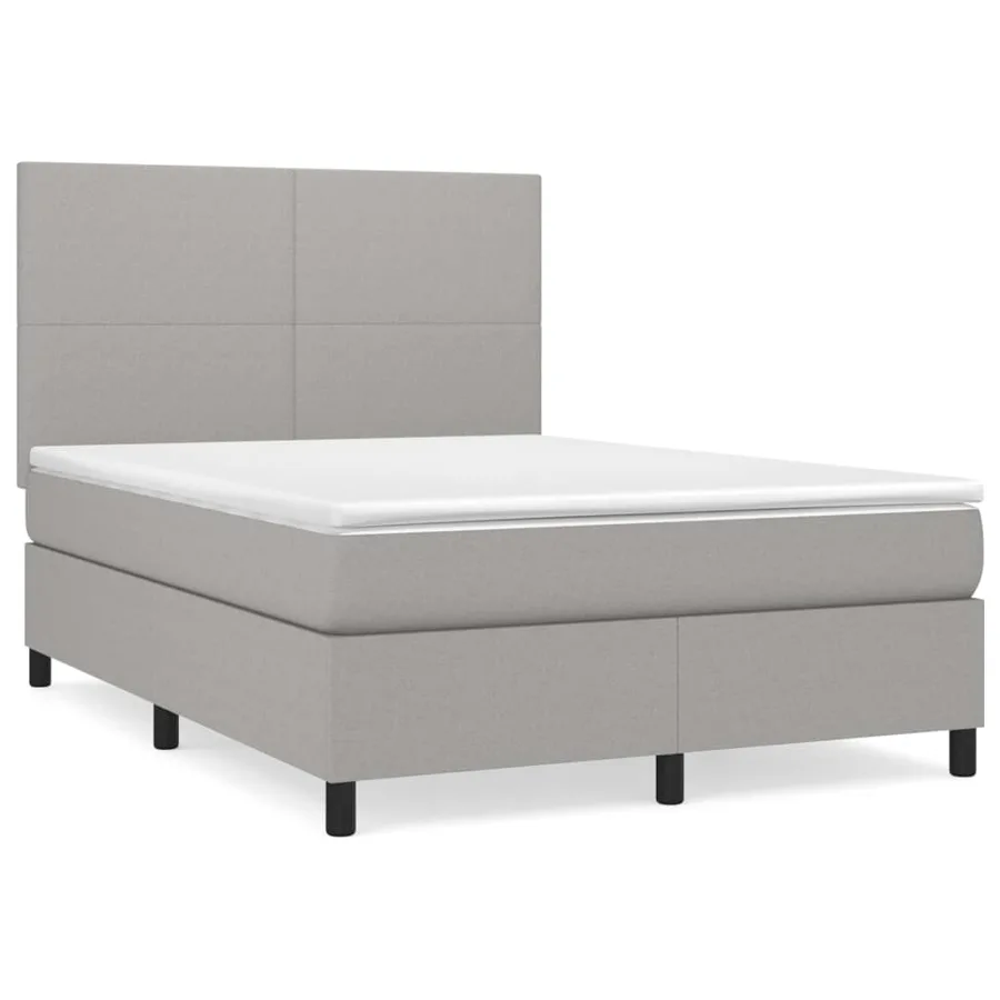 Sommier à lattes de lit avec matelas Gris clair 140x190cm Tissu - 2