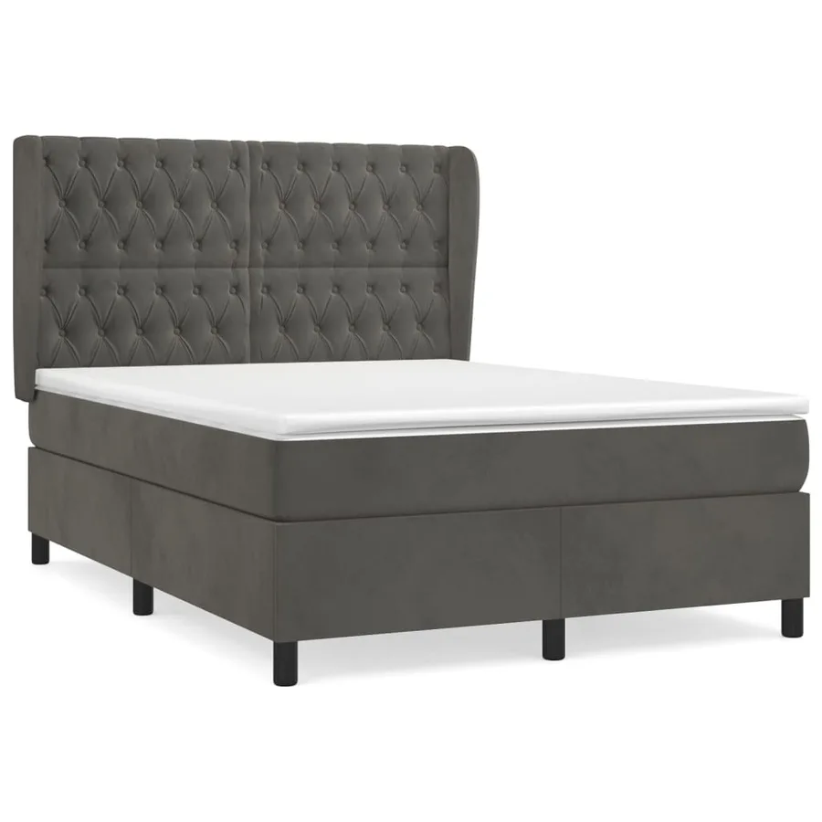 Sommier à lattes de lit et matelas Gris foncé 140x200cm Velours - 2