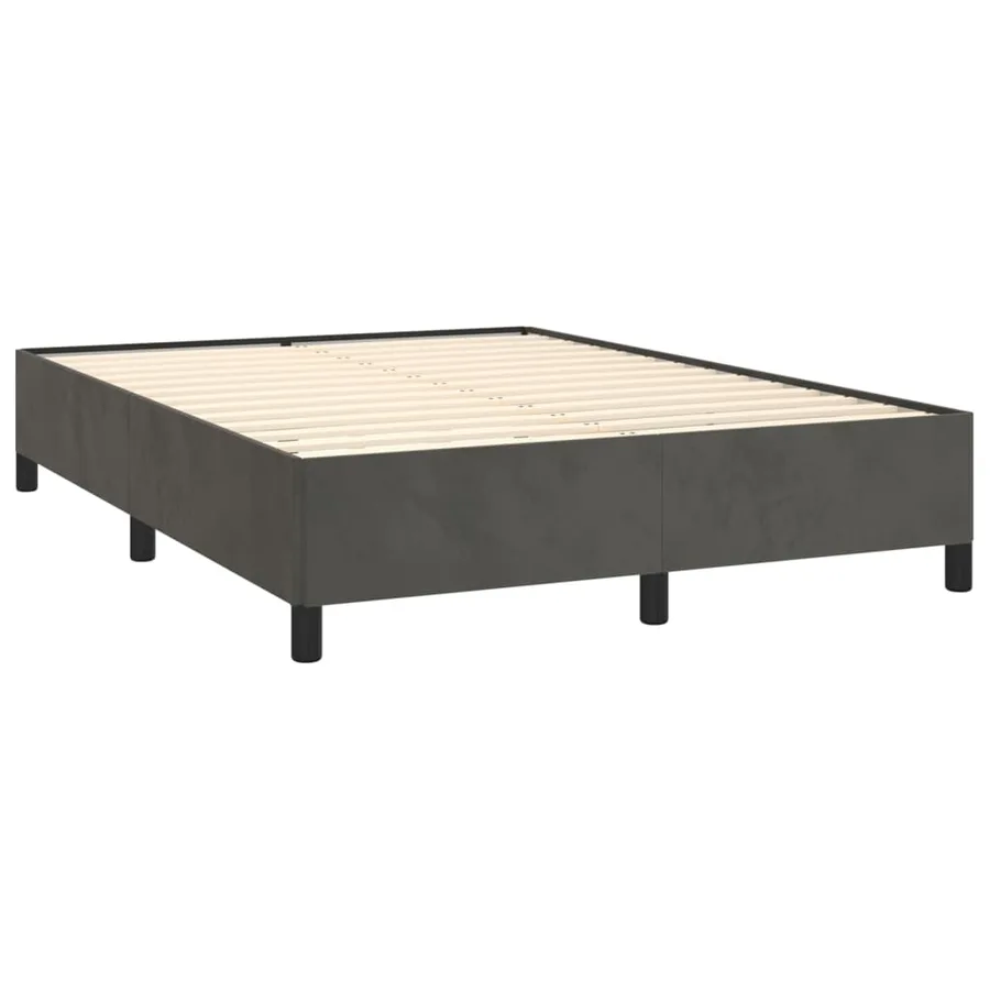 Sommier à lattes de lit et matelas Gris foncé 140x200cm Velours - 4