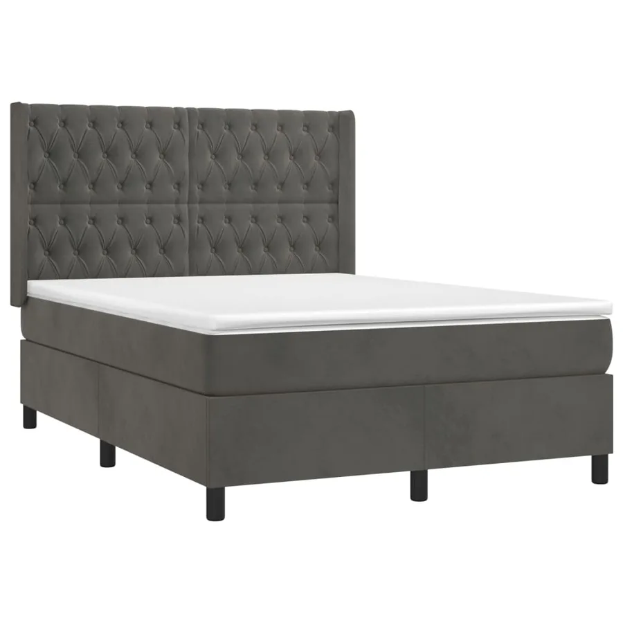 Sommier à lattes de lit et matelas Gris foncé 140x190cm Velours - 3