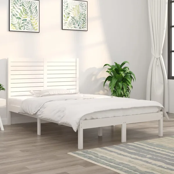 Cadre de lit sans matelas blanc 120x190 cm bois massif