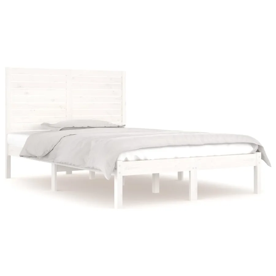 Cadre de lit sans matelas blanc 120x190 cm bois massif - 2