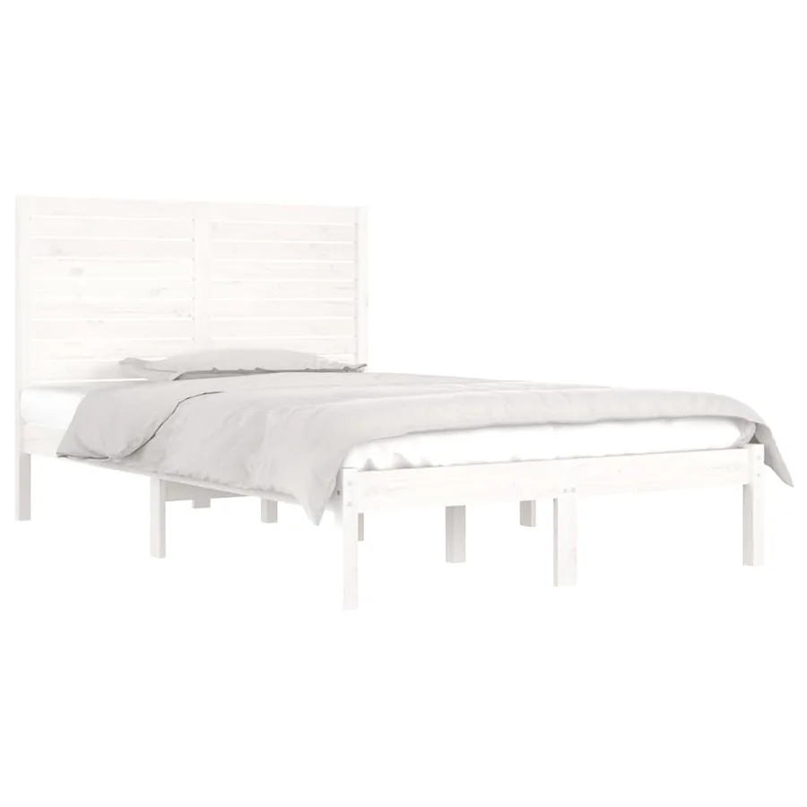 Cadre de lit sans matelas blanc 120x190 cm bois massif - 3