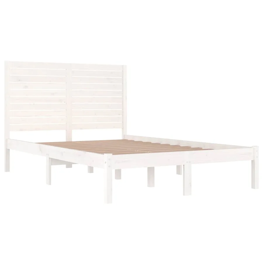 Cadre de lit sans matelas blanc 120x190 cm bois massif - 4