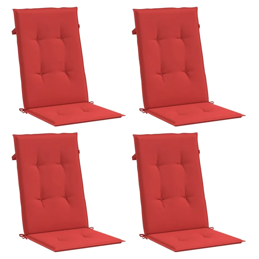 Coussins de chaise de jardin dossier haut lot de 4 rouge tissu - 3