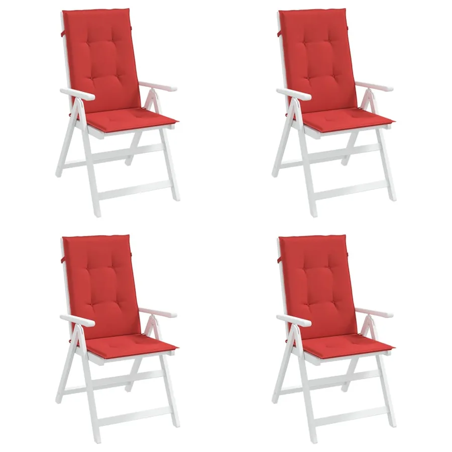 Coussins de chaise de jardin dossier haut lot de 4 rouge tissu - 4