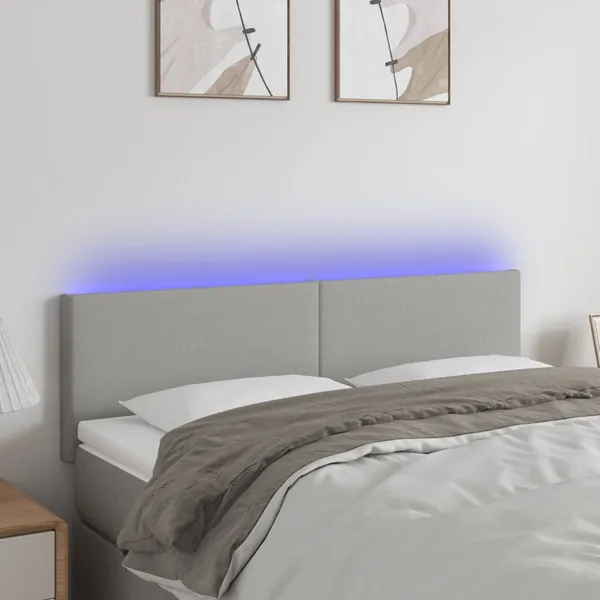 Tête de lit à LED Gris clair 144x5x78/88 cm Tissu