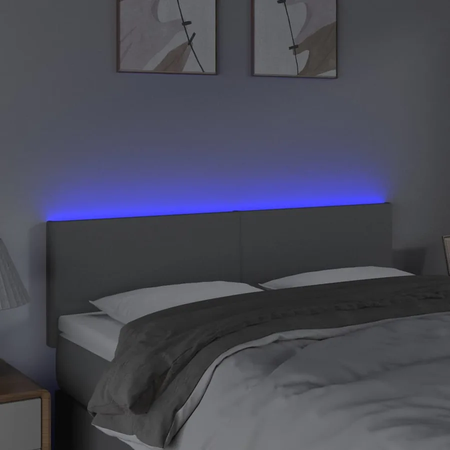 Tête de lit à LED Gris clair 144x5x78/88 cm Tissu - 3