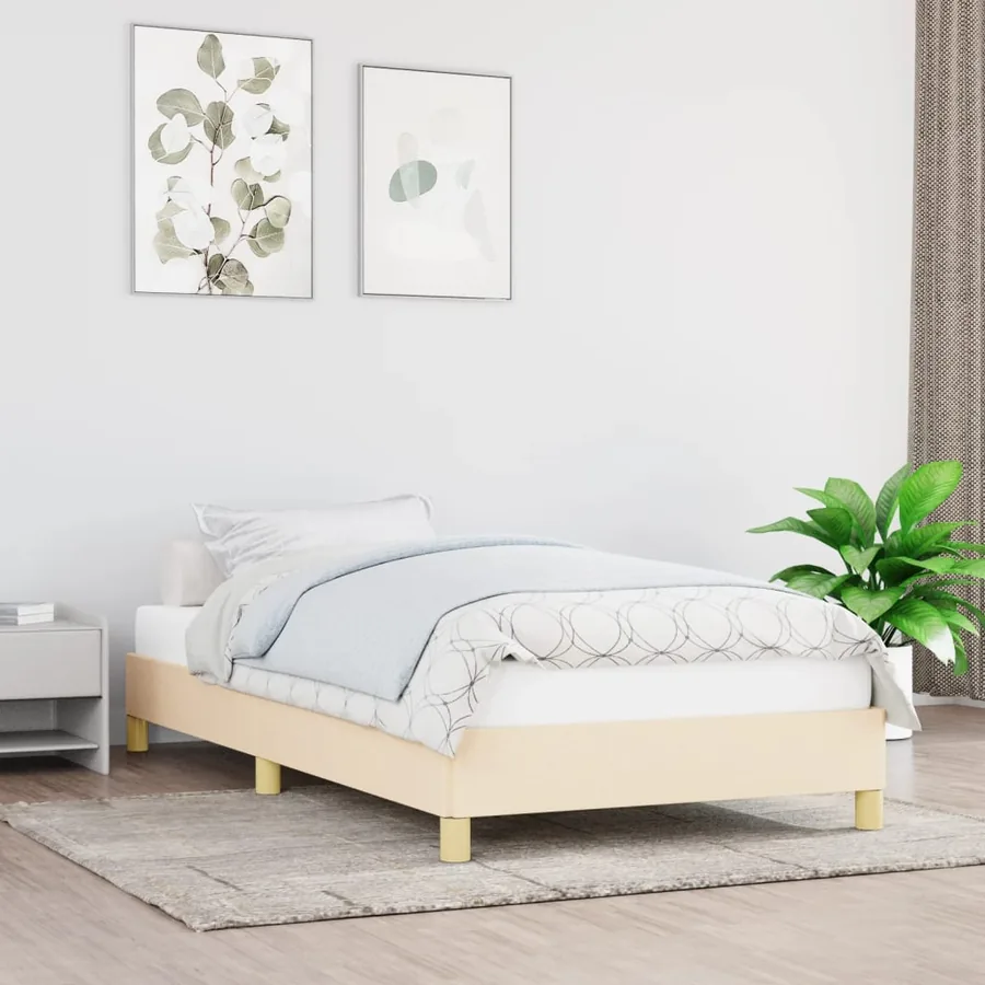 Cadre de lit sans matelas crème 90x200 cm tissu