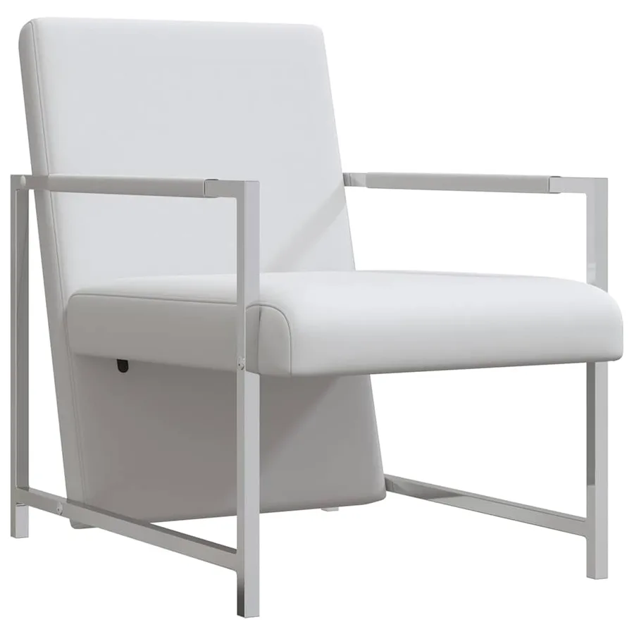 Fauteuils lot de 2 avec cadre chromé blanc similicuir - 3