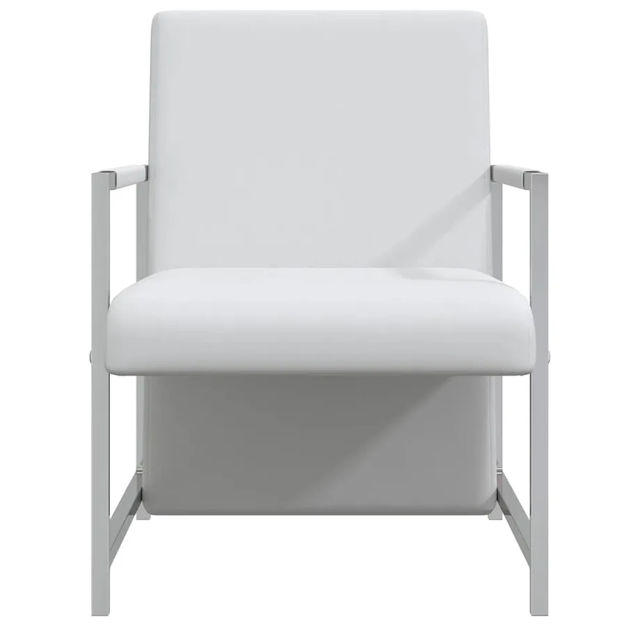 Fauteuils lot de 2 avec cadre chromé blanc similicuir - 4