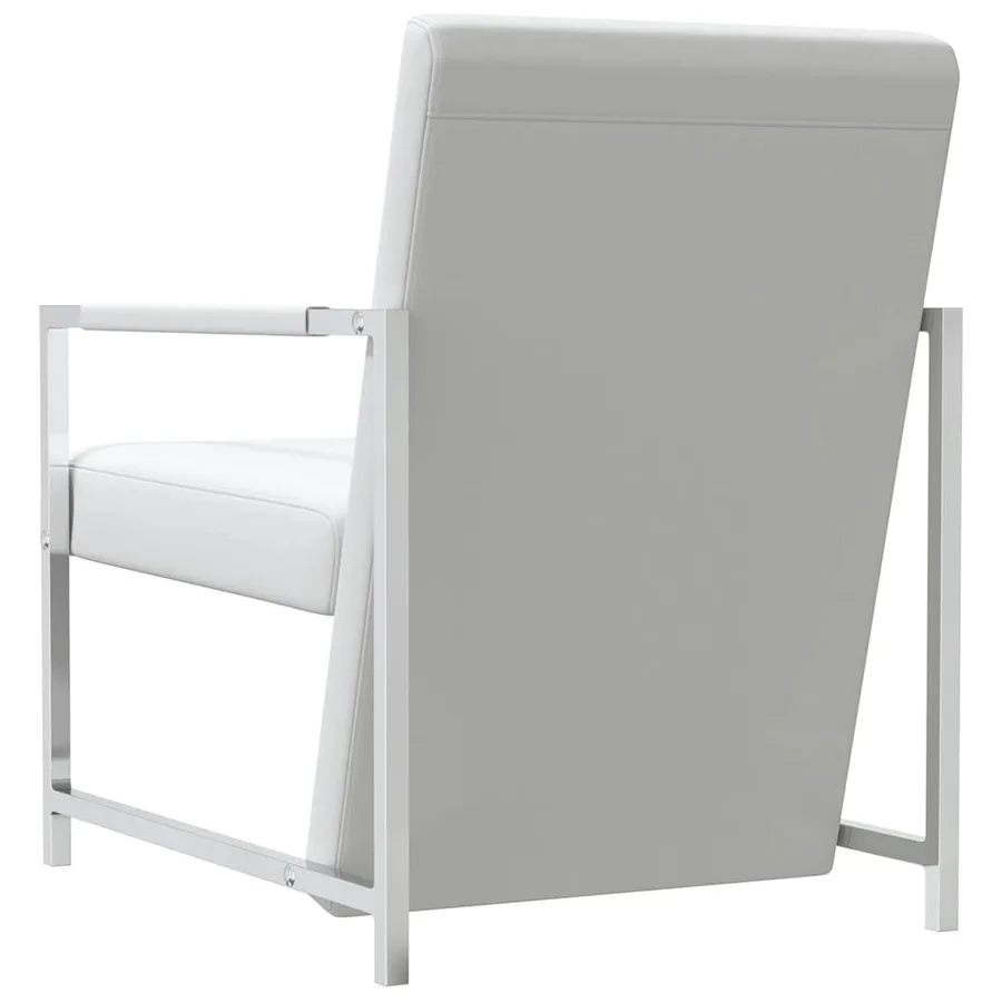 Fauteuils lot de 2 avec cadre chromé blanc similicuir - 6