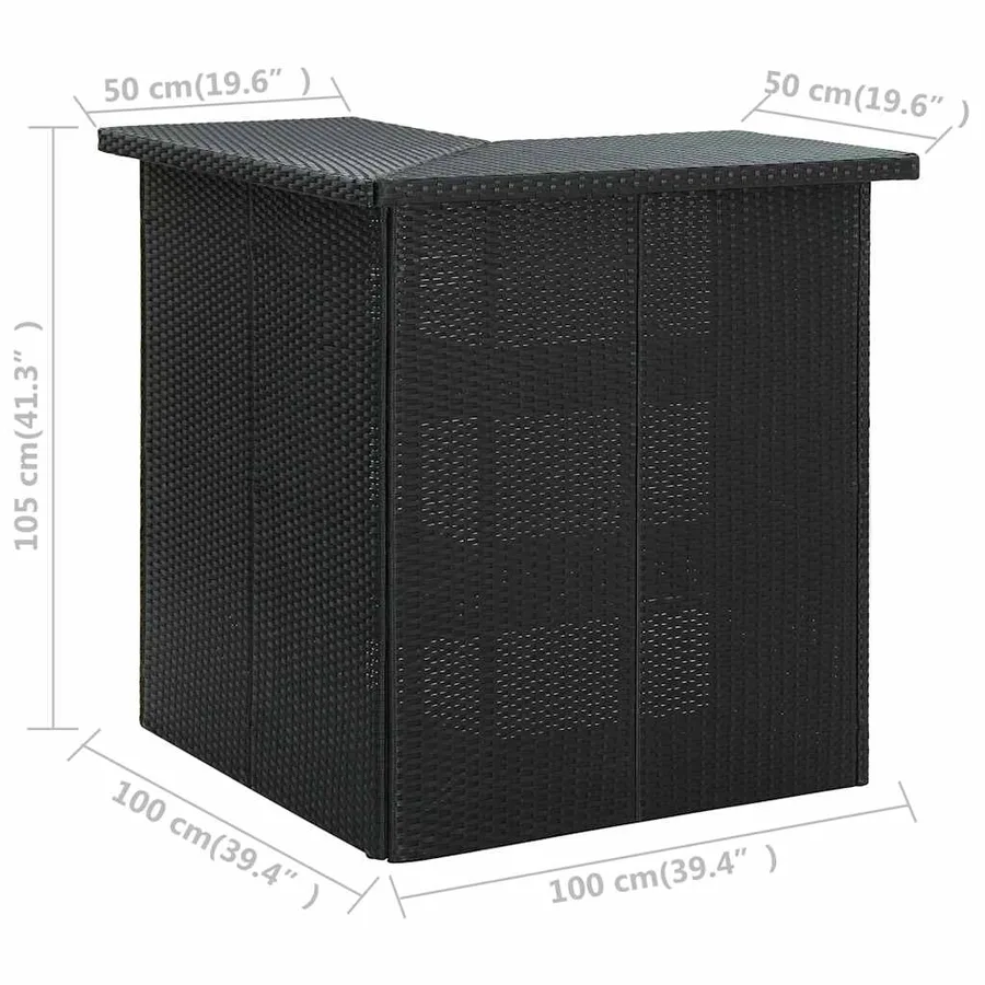 Ensemble de bar de jardin 16pcs et coussins Résine tressée Noir - 12