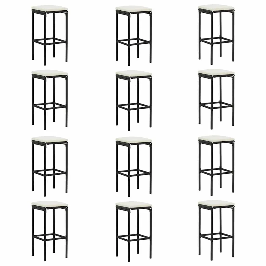 Ensemble de bar de jardin 16pcs et coussins Résine tressée Noir - 7