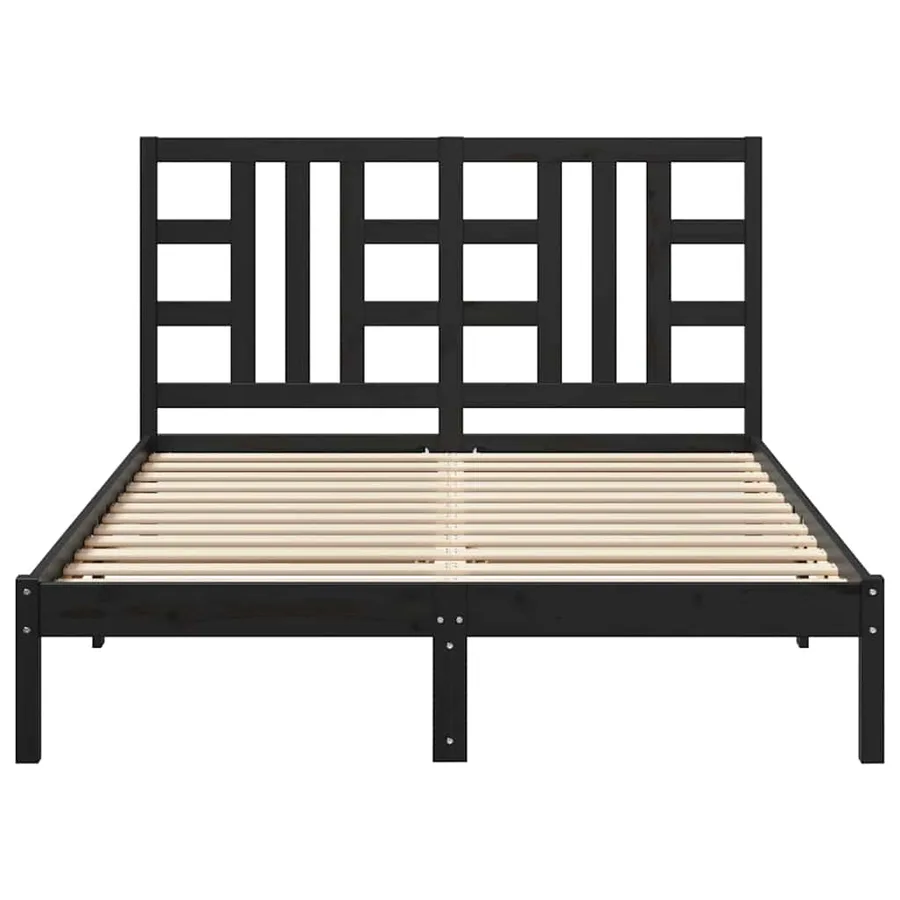 Cadre de lit sans matelas noir 140x190 cm bois massif - 5