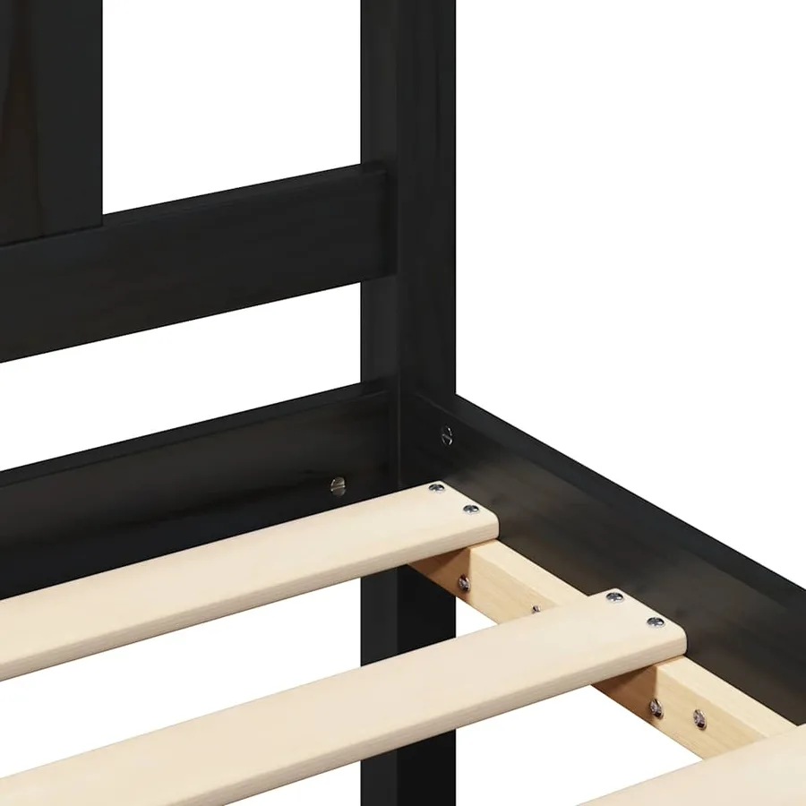 Cadre de lit sans matelas noir 140x190 cm bois massif - 8