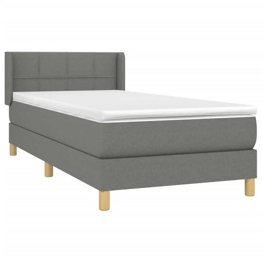 Sommier à lattes de lit avec matelas Gris foncé 100x200cm Tissu - 3