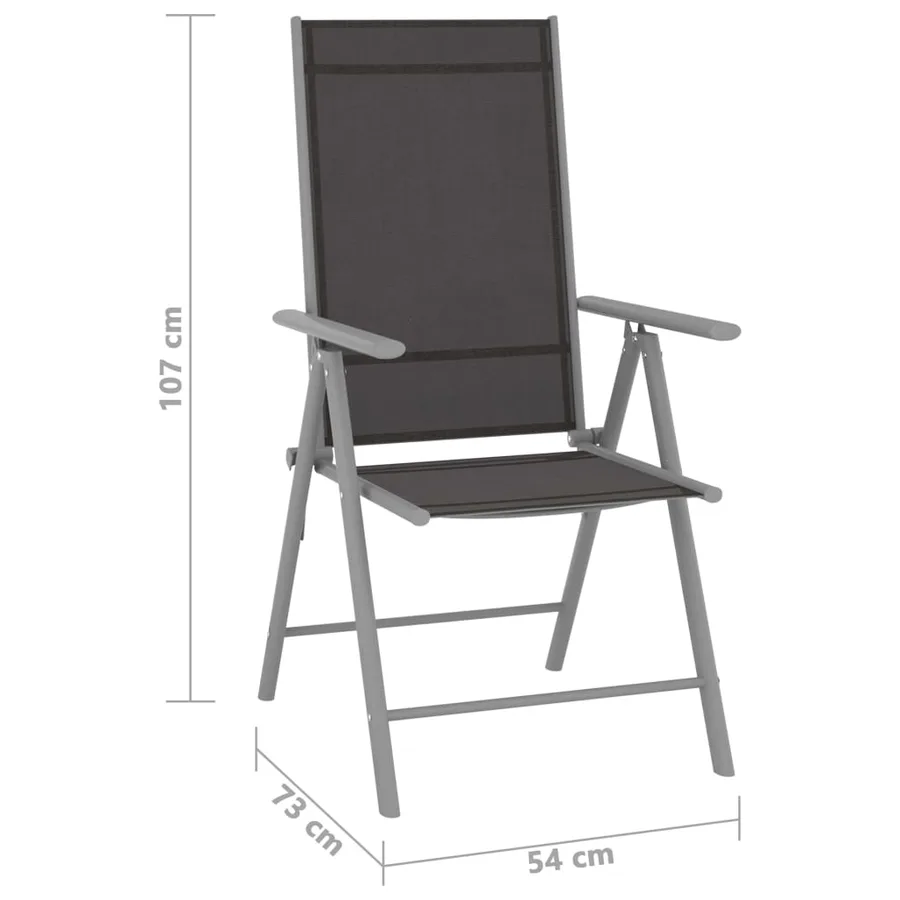 Chaises de jardin pliables lot de 2 Textilène Noir - 8