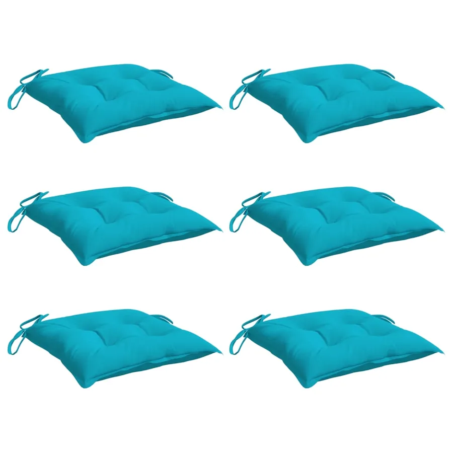 Coussins de chaise lot de 6 turquoise 50x50x7 cm tissu oxford - 3