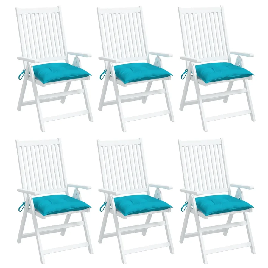 Coussins de chaise lot de 6 turquoise 50x50x7 cm tissu oxford - 4