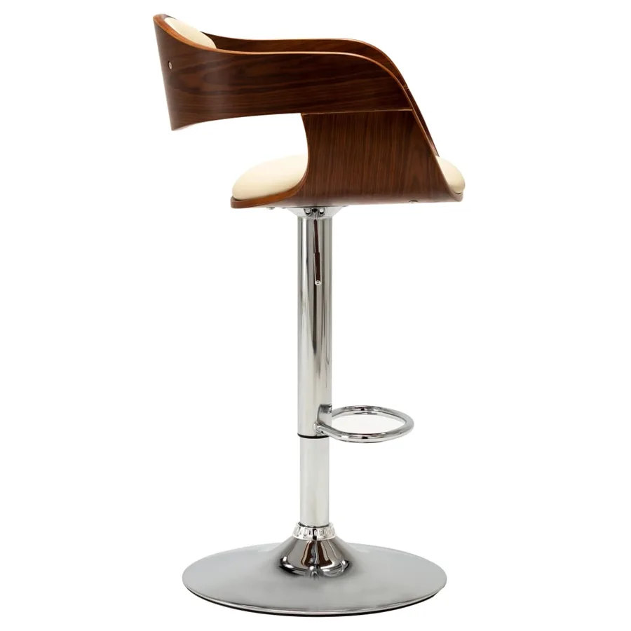 Tabouret de bar Crème Bois courbé et similicuir - 2