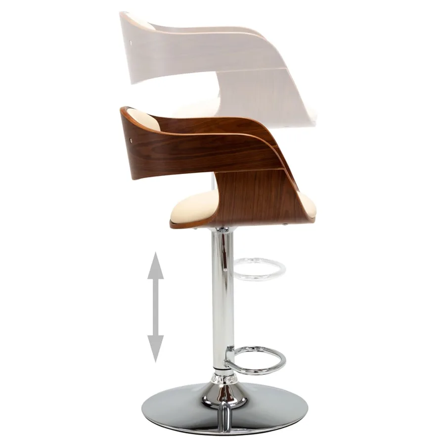Tabouret de bar Crème Bois courbé et similicuir - 4