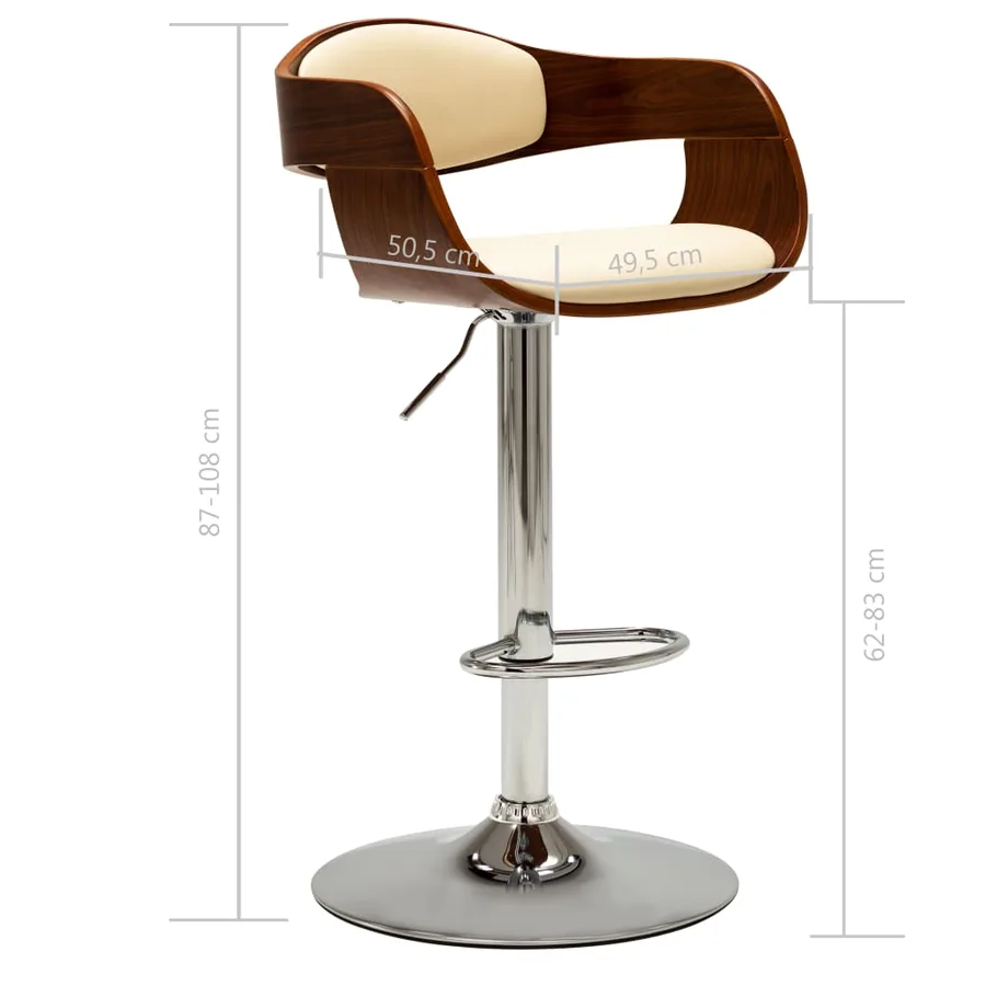 Tabouret de bar Crème Bois courbé et similicuir - 7