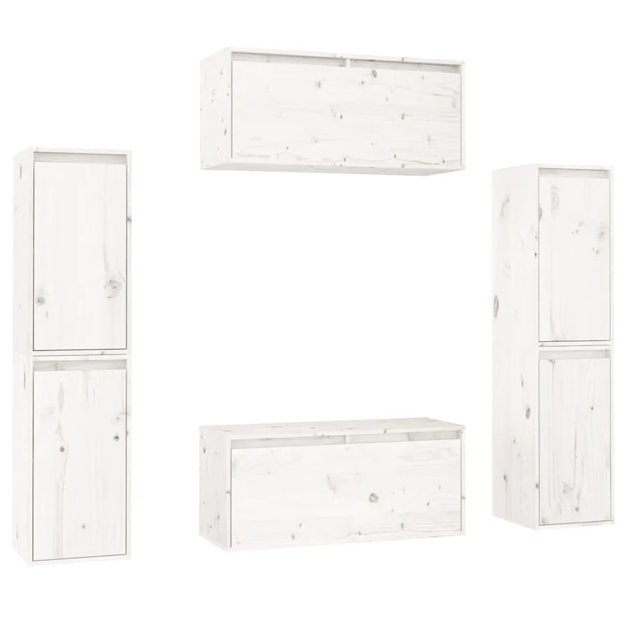 Meubles TV 6 pcs Blanc Bois massif de pin - 2