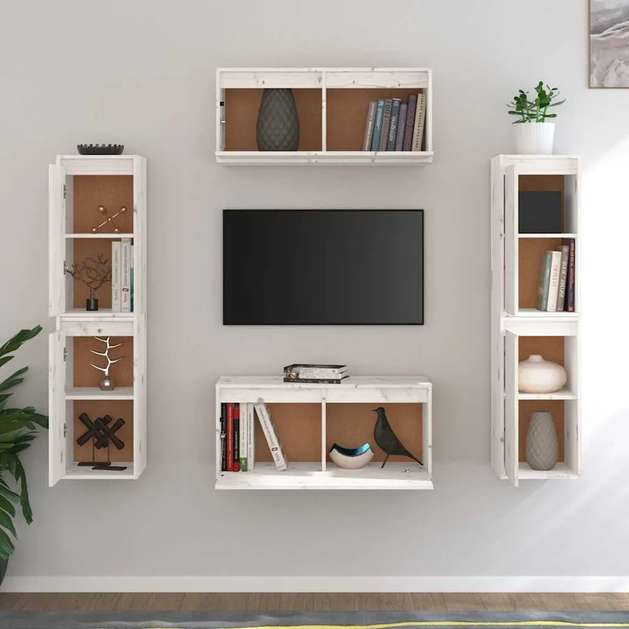 Meubles TV 6 pcs Blanc Bois massif de pin - 3