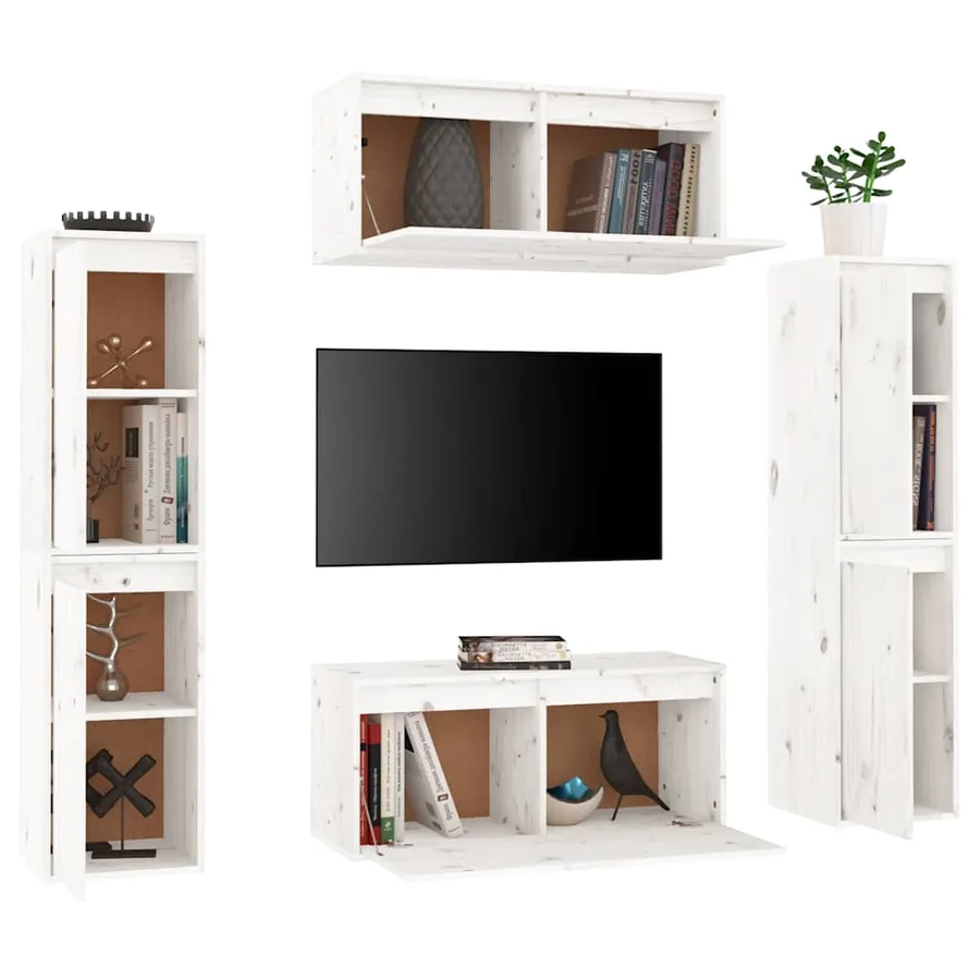 Meubles TV 6 pcs Blanc Bois massif de pin - 4