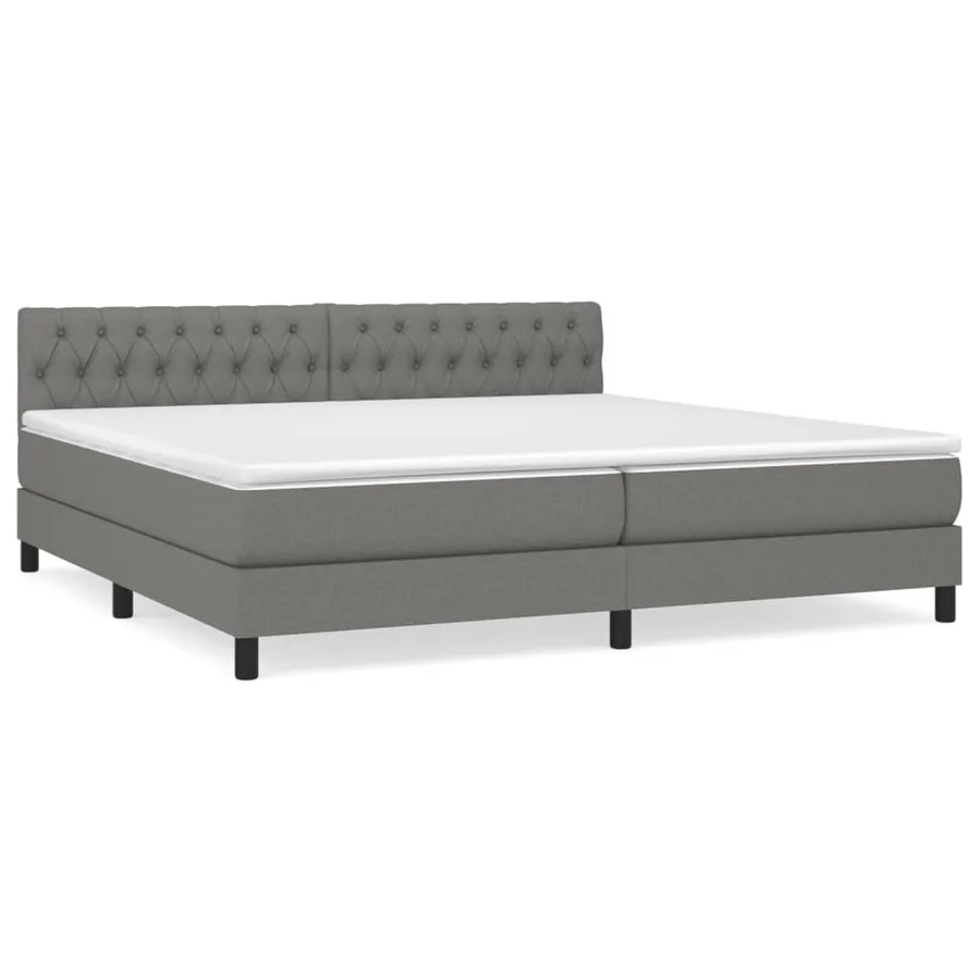 Sommier à lattes de lit avec matelas Gris foncé 200x200cm Tissu - 2