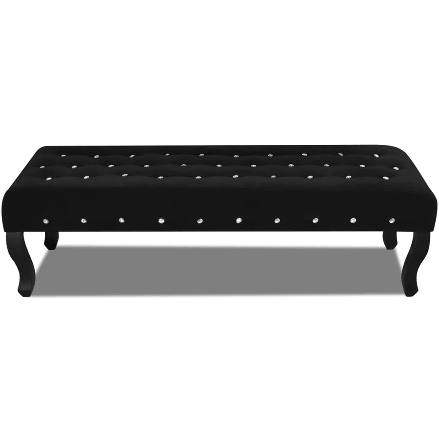 Banc noir tissu velours avec boutons en cristal - 2