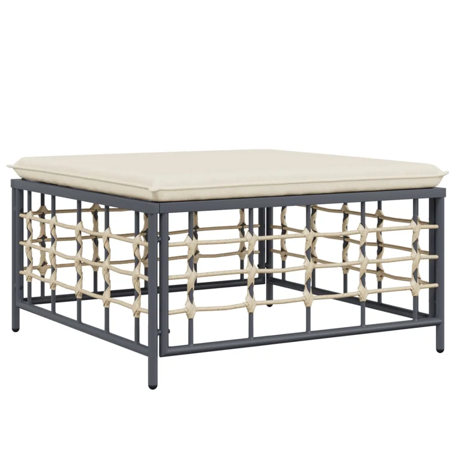 Salon de jardin 5 pcs avec coussins anthracite résine tressée - 6