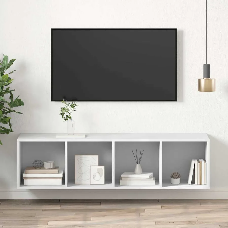 Meuble TV mural Blanc 37x37x142,5 cm Bois d’ingénierie