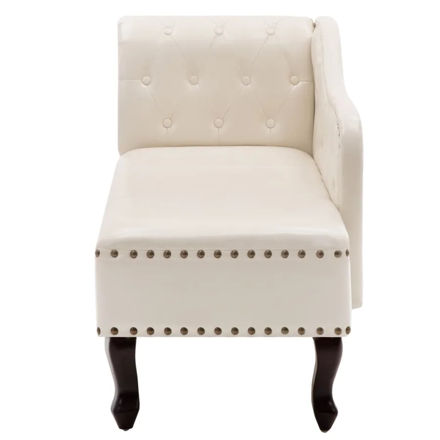 Chaise longue Blanc crème Similicuir - 4
