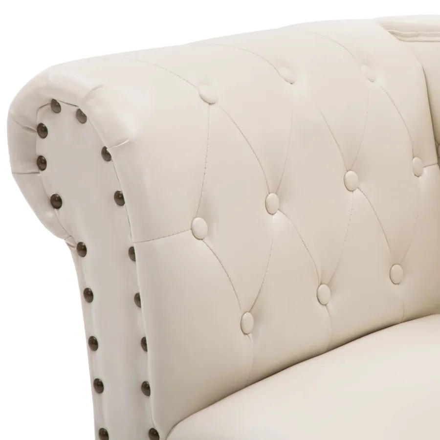 Chaise longue Blanc crème Similicuir - 5