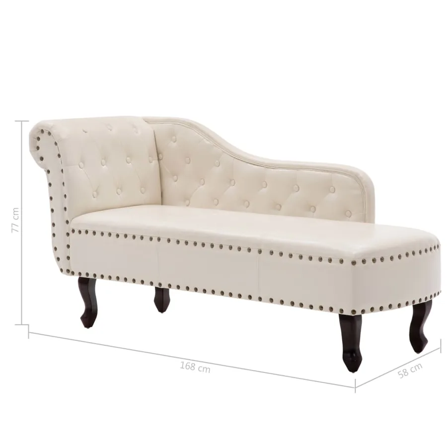 Chaise longue Blanc crème Similicuir - 8