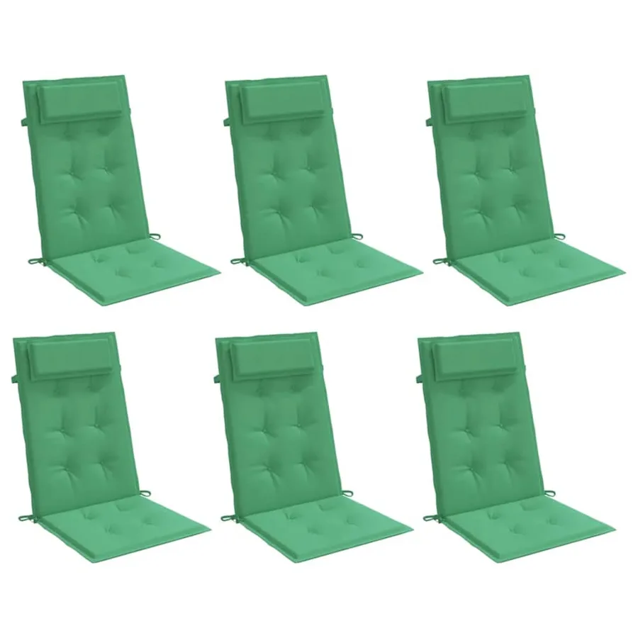 Coussins de chaise à dossier haut lot de 6 vert tissu oxford - 3