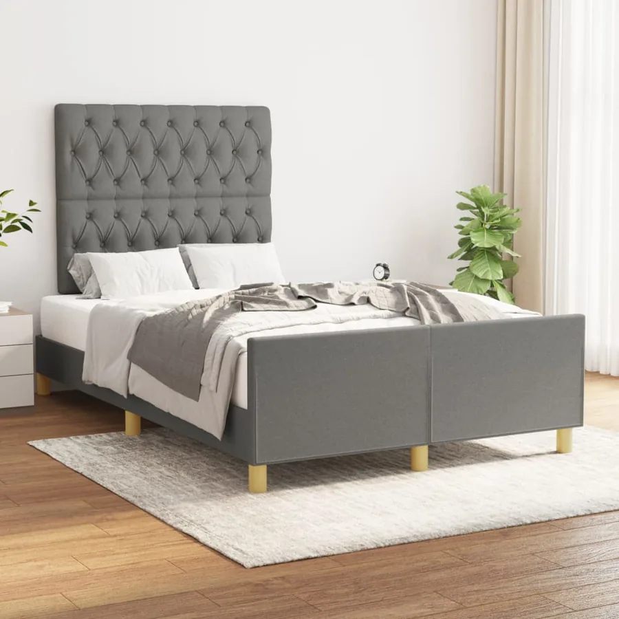 Cadre de lit sans matelas gris foncé 120x200 cm tissu