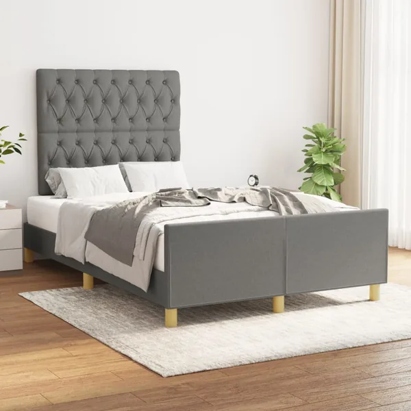 Cadre de lit sans matelas gris foncé 120x200 cm tissu