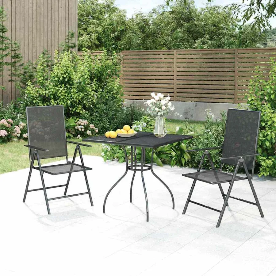 Ensemble à manger de jardin 3 pcs anthracite acier