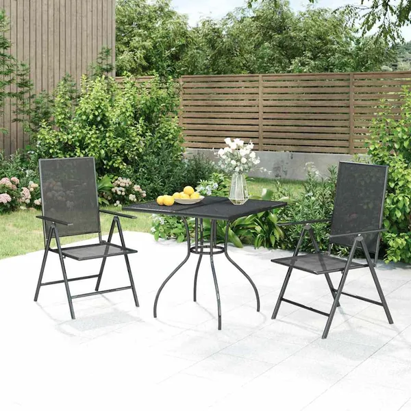 Ensemble à manger de jardin 3 pcs anthracite acier