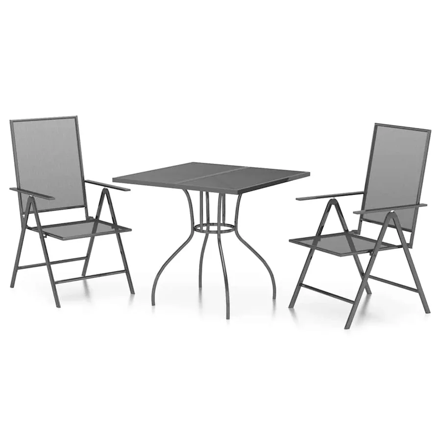 Ensemble à manger de jardin 3 pcs anthracite acier - 2