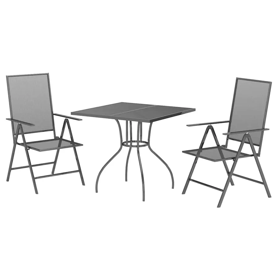 Ensemble à manger de jardin 3 pcs anthracite acier - 3