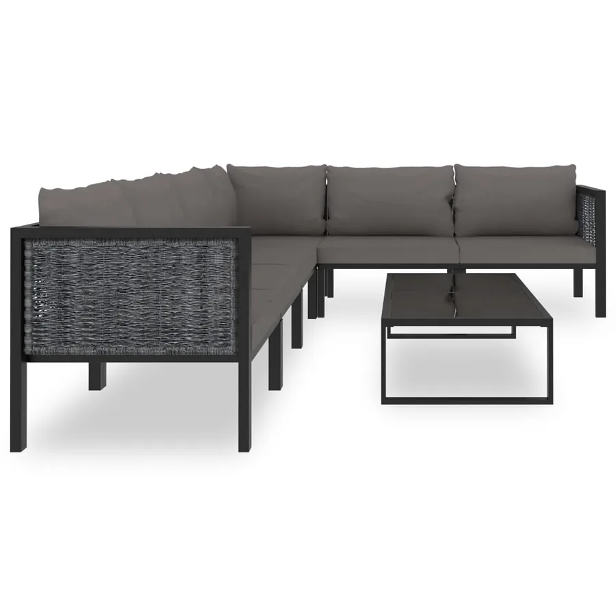 Salon de jardin 7 pcs avec coussins Résine tressée Anthracite - 2