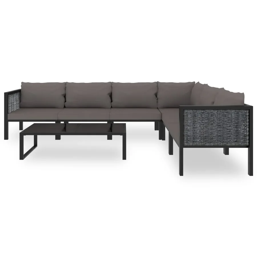 Salon de jardin 7 pcs avec coussins Résine tressée Anthracite - 3