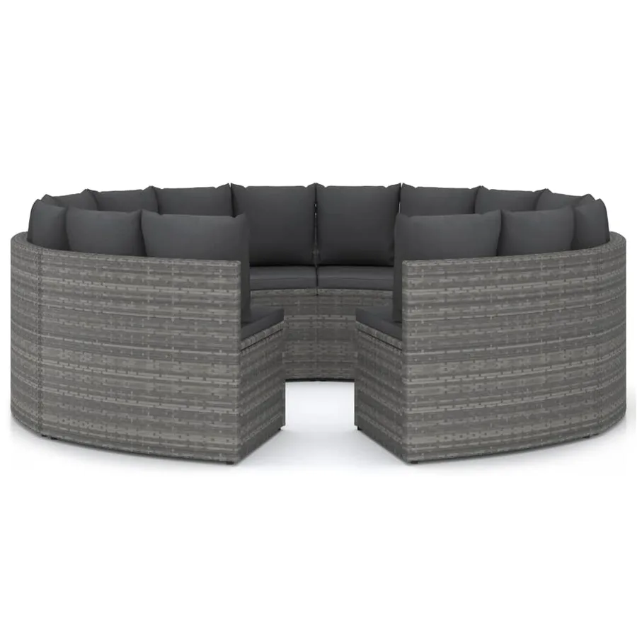 Salon de jardin 8 pcs avec coussins Résine tressée Gris - 2