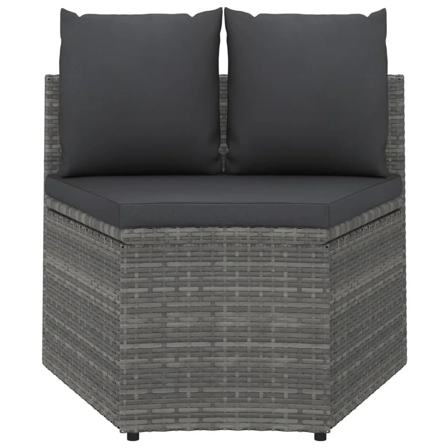 Salon de jardin 8 pcs avec coussins Résine tressée Gris - 5